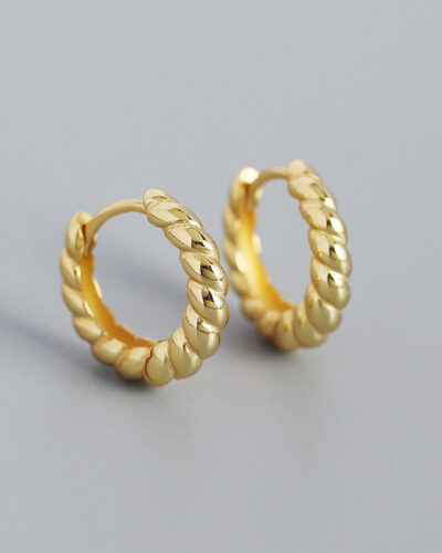 Versatile Sterling Silver Twisted Hoop Earrings GOLD