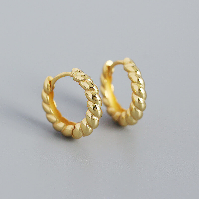 Versatile Sterling Silver Twisted Hoop Earrings GOLD