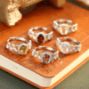 Vintage Citrine Stone Ring Natural Crystal Ring Bulk 1