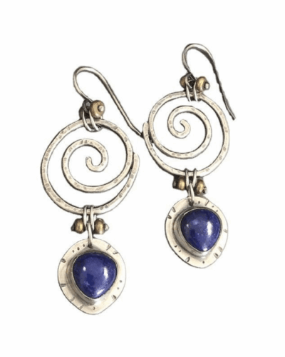 Large Vintage Crystal Drop Earrings Lapis Lazuli Earring for Women Bulk