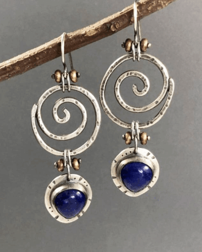 Large Vintage Crystal Drop Earrings Lapis Lazuli Earring for Women Bulk