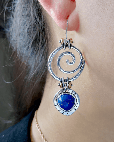 Large Vintage Crystal Drop Earrings Lapis Lazuli Earring for Women Bulk