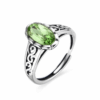 925 Sterling Silver Vintage Green Oval Crystal Ring for Women Wholesale