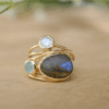 Vintage Multi-layer Labradorite Crystal Ring Natural Crystal Jewelry Bulk