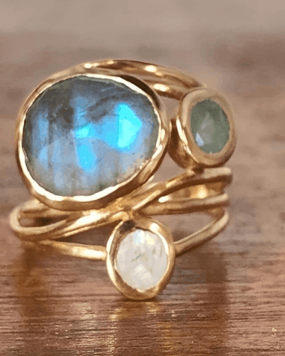 Vintage Multi-layer Labradorite Crystal Ring Natural Crystal Jewelry Bulk