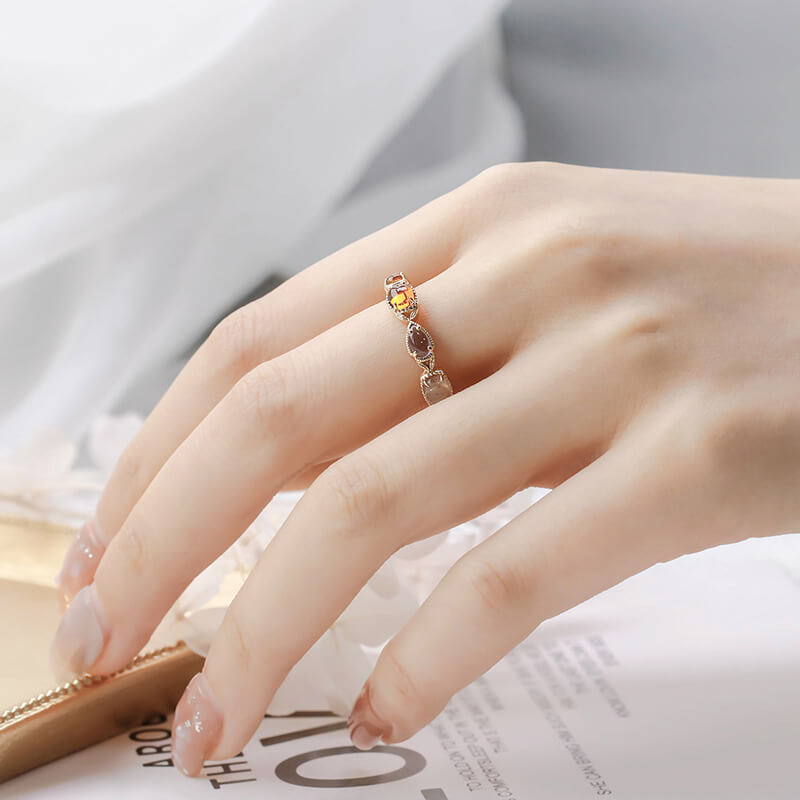 Vintage Style Citrine Ring Sterling Silver for Women - Görüntü 5