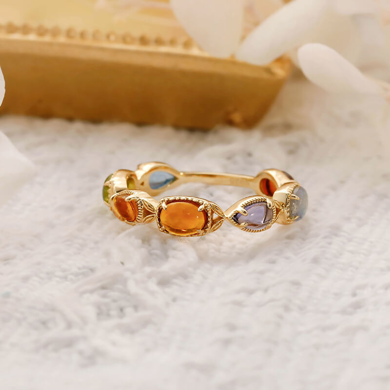 Vintage Style Citrine Ring Sterling Silver for Women - Görüntü 7