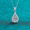 Water Droplets moissanite necklace with Inlay Pendant