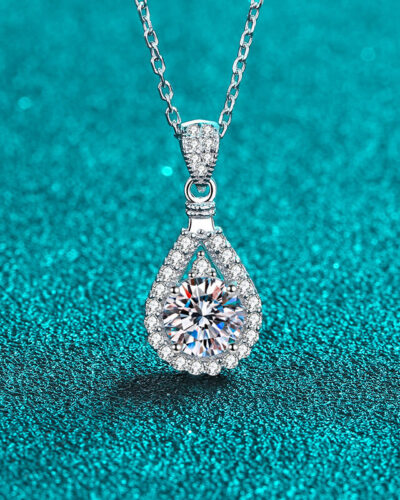 Water Droplets moissanite necklace with Inlay Pendant