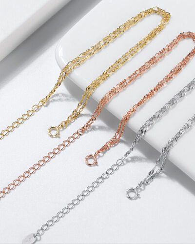 Water Wave Chain Sterling Silver Layered Bracelet'nin alternatif görünümü