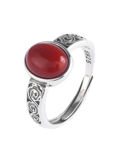 Alternative view of Wave Design Vintage S925 Sterling Silver Ring Red Agate Bulk