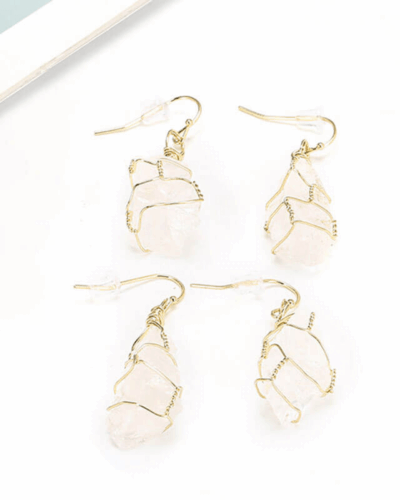 Irregular Natural Quartz Crystal Earrings 4pcs for Women Wholesale