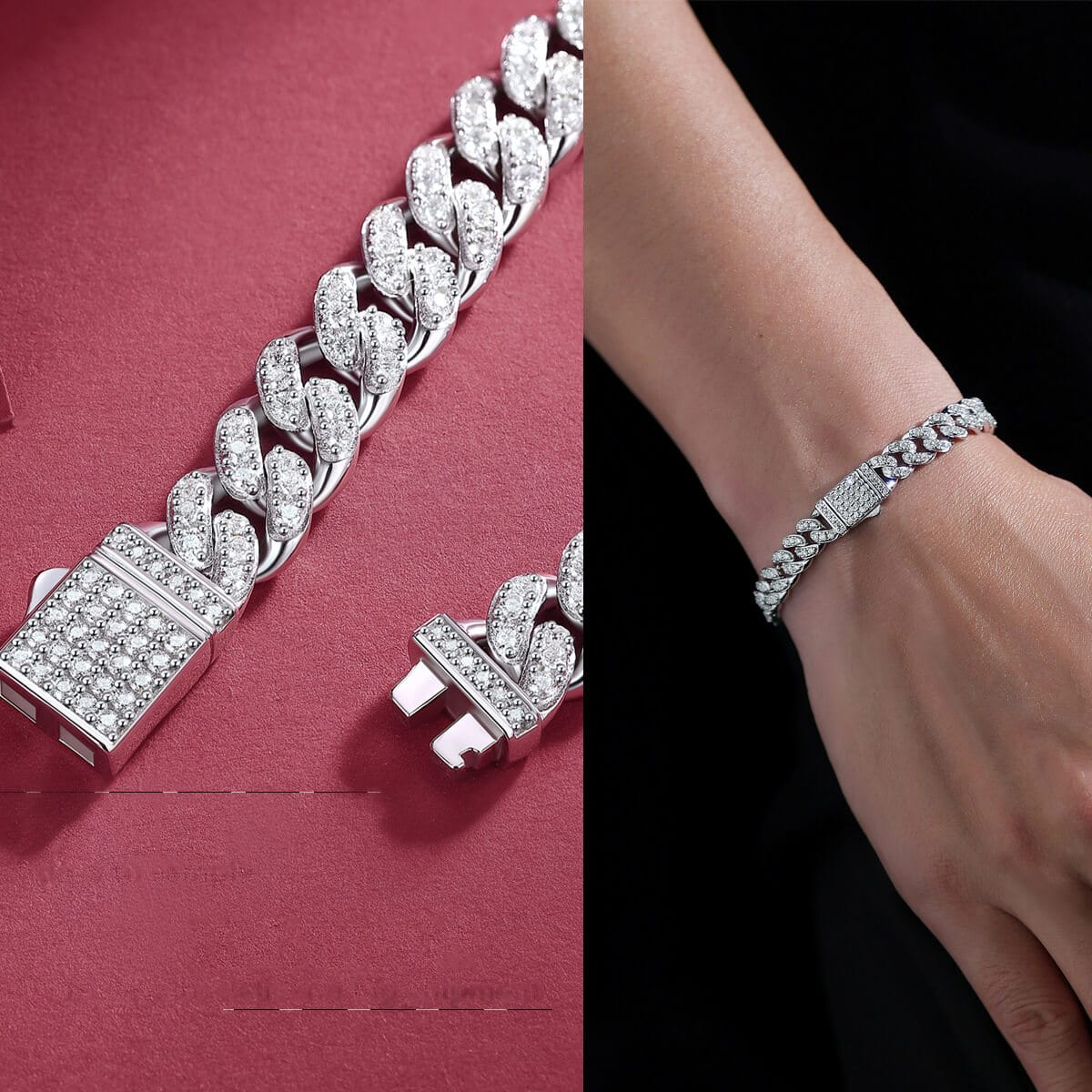 Durable 8mm 925 Sterling Silver Mens Moissanite Bracelet With GRA Certified - Image 6