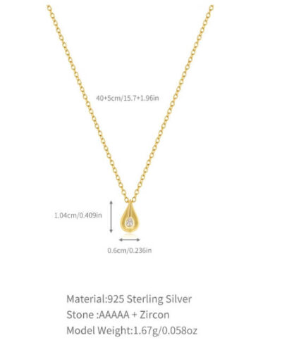 Vue alternative de Wholesale S925 Sterling Silver Teardrop Necklace