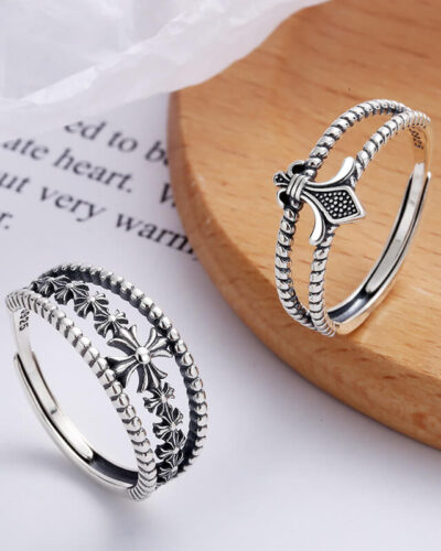 Wholesale Vintage S925 Sterling Silver Ring with Cross Cutout