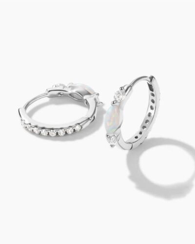 Zircon 925 Sterling Silver Hoop Earrings Wholesale WHITE GOLD