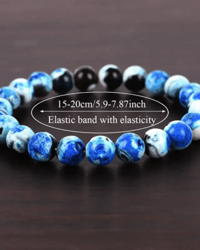 Genuine Blue Agate Stone Bracelet Jewelry Boho Style