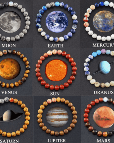 8MM Round Bead Solar System Planet Bracelet