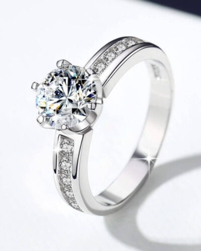 1ct Moissanite Engagement Ring with 925 Sterling Silver