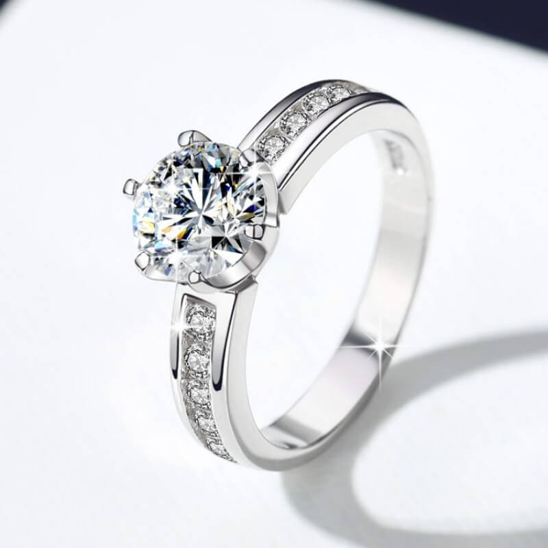 1ct Moissanite Engagement Ring with 925 Sterling Silver