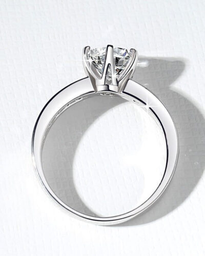 1ct Moissanite Engagement Ring with 925 Sterling Silver'nin alternatif görünümü