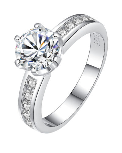 1 ct Moissanite Engagement Ring with 925 Sterling Silver