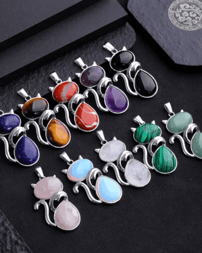 10 Pcs Wholesale Mixed Cat Natural Crystal Pendants