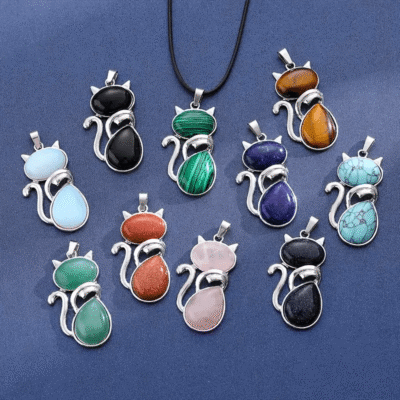 10 Pcs Wholesale Mixed Cat Natural Crystal Pendants