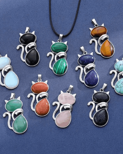 10 Pcs Wholesale Mixed Cat Natural Crystal Pendants