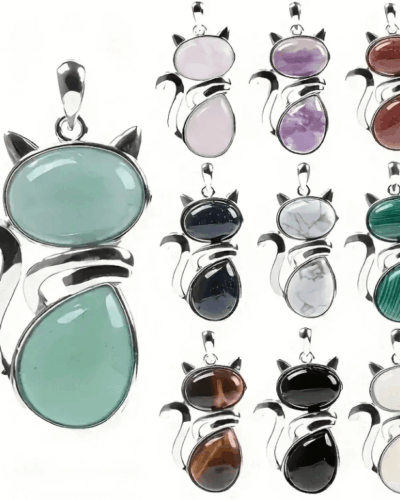 10 Pcs Wholesale Mixed Cat Natural Crystal Pendants