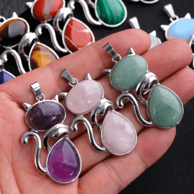 10 Pcs Wholesale Mixed Cat Natural Crystal Pendants