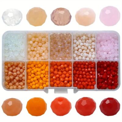1000Pcs 4mm Glass Beads for Jewelry Making Boxed Set of 10 Grids