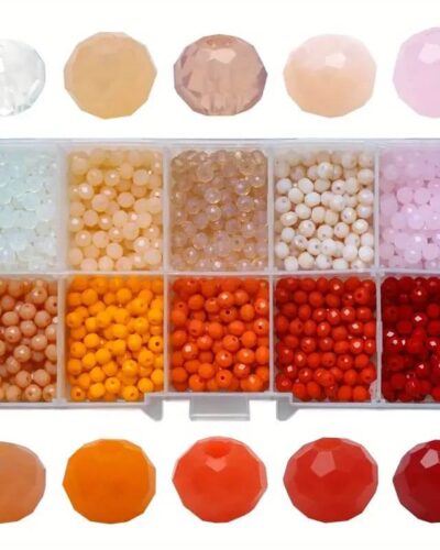1000Pcs 4mm Glass Beads for Jewelry Making Boxed Set of 10 Grids