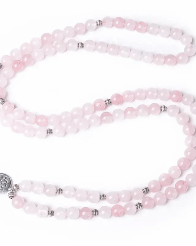 108 Mala Rose Quartz Healing Crystal Stackable Bracelet Bulk