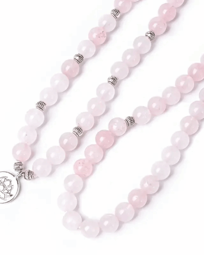 108 Mala Rose Quartz Healing Crystal Stackable Bracelet Bulk