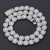 10MM12MM Square Diamond CZ Tennis Necklace Bracelet Hip-hop-white gold plated