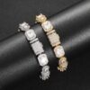 10mm Round and Square Setting Mens Zircon Bracelet