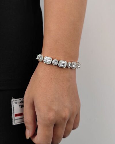 Vaihtoehtoinen näkymä 10mm Round and Square Setting Mens Zircon Bracelet:stä