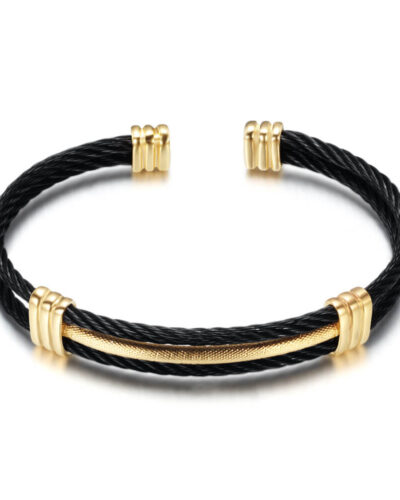 10mm Simple Stainless Steel Woven Bracelet gold black
