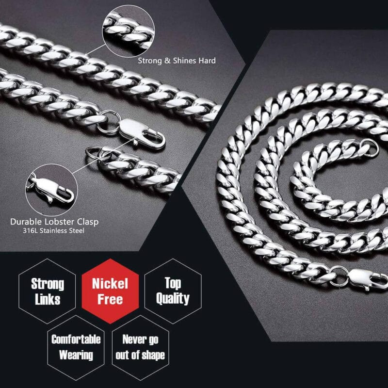 10mm Stainless Steel Cuban Link Chain Necklace 4