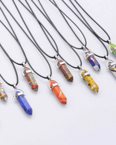 12 Pcs Colorful Point Crystal Necklaces Pendants Wholesale