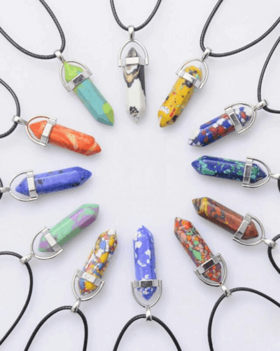 12 Pcs Colorful Point Crystal Necklaces Pendants Wholesale