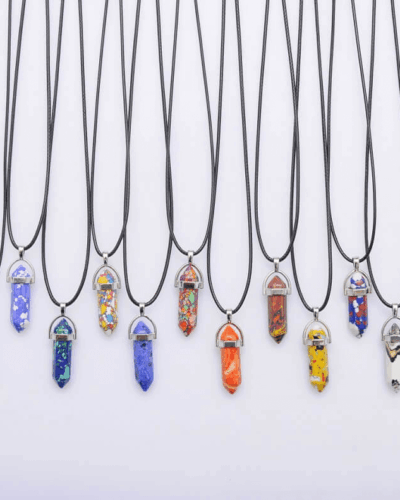12 Pcs Colorful Point Crystal Necklaces Pendants Wholesale
