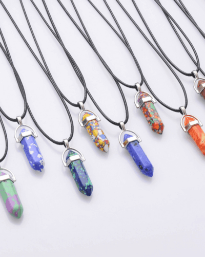 12 Pcs Colorful Point Crystal Necklaces Pendants Wholesale