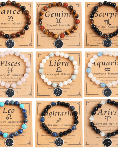 12 Zodiac Signs Charm Bracelets Constellation Pendant Wholesale