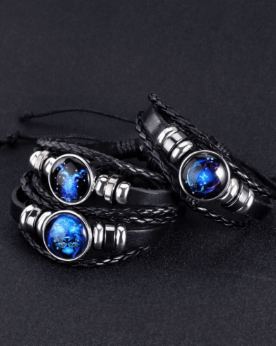 Leather Woven 12 Zodiac Signs Spirit Bracelet Unisex