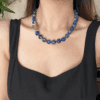 12MM Blue Beaded Lapis Lazuli Necklace