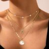 14K Gold Plated Pearl Shell Charm Necklaces for Women Wholesale (5)