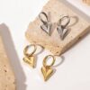 18K Gold Plated Heart Earrings Hoop Stainless Steel SHOW