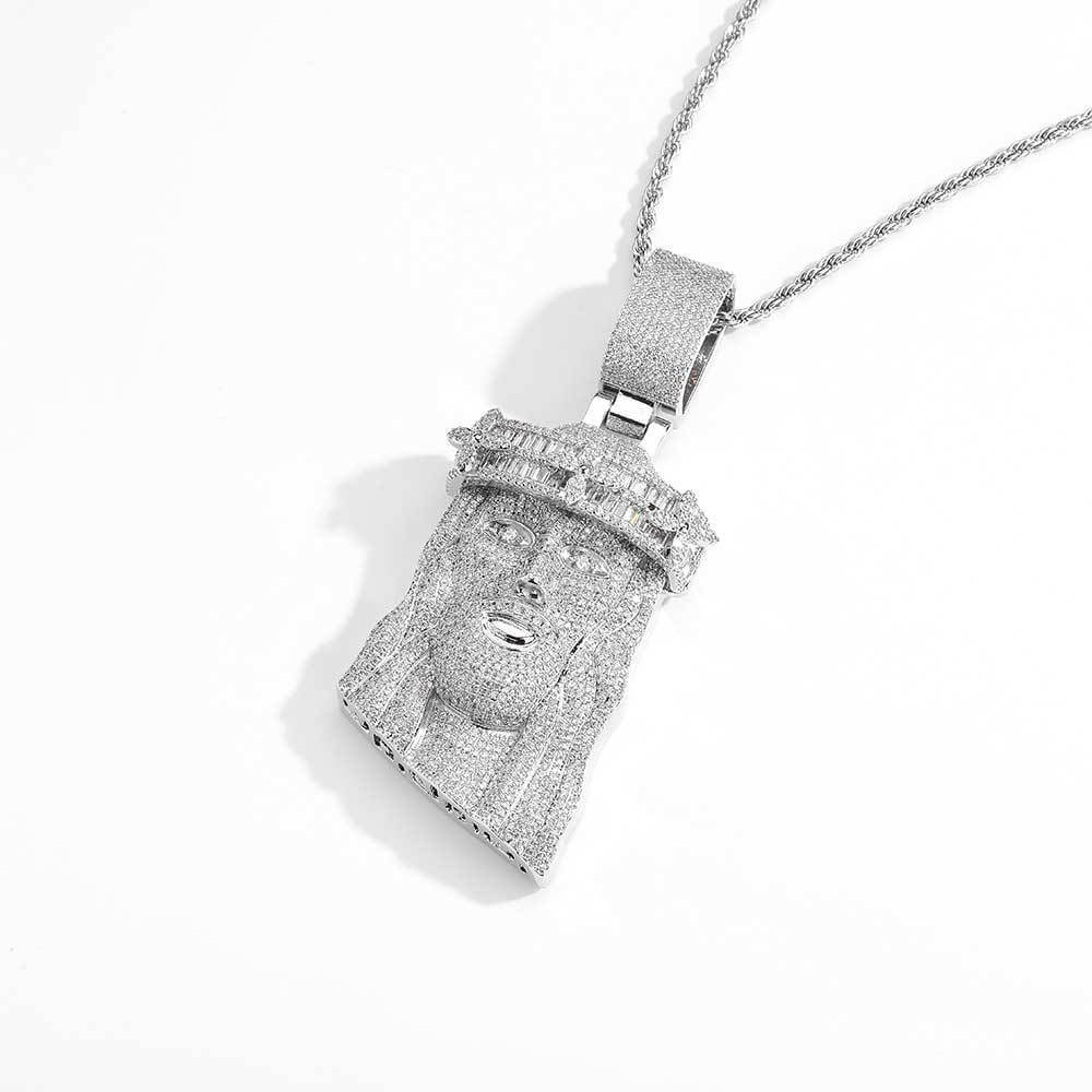 18K Gold Plated Iced Out Large Christ Head Pendant Necklace for Men - obrazek 8